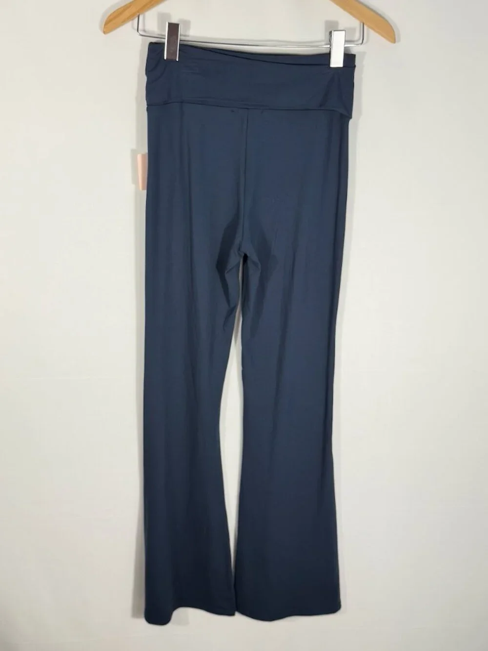 Posie Active Cloud Knit 3 Piece Set Navy NWT Foldover Flare Pants Tee Top